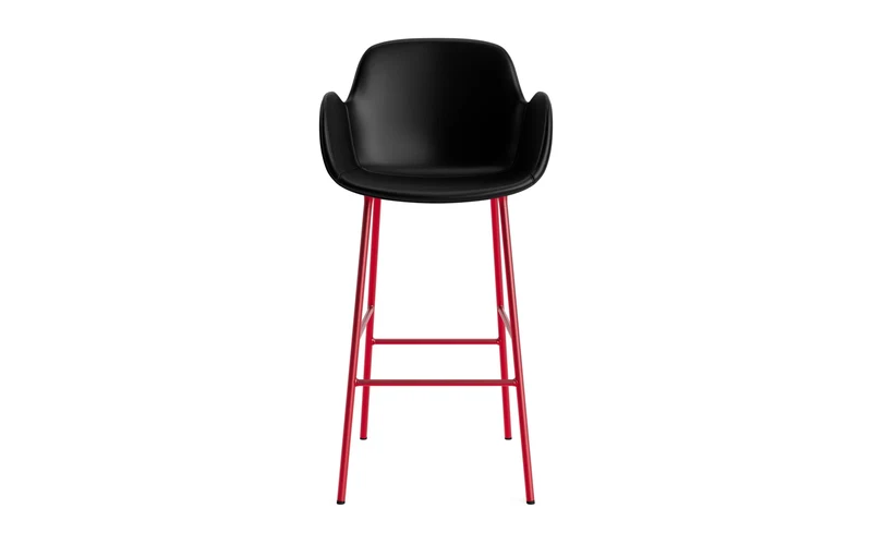Form Barstuhl mit Armlehne 75 cm gepolstert Leuchtendes rot Stahl/Ultra leder