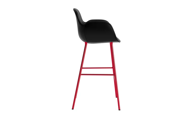 Form Barstuhl mit Armlehne 75 cm gepolstert Leuchtendes rot Stahl/Ultra leder