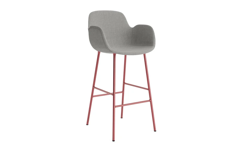 Form Barstuhl mit Armlehne 75 cm gepolstert Rot Stahl/Remix