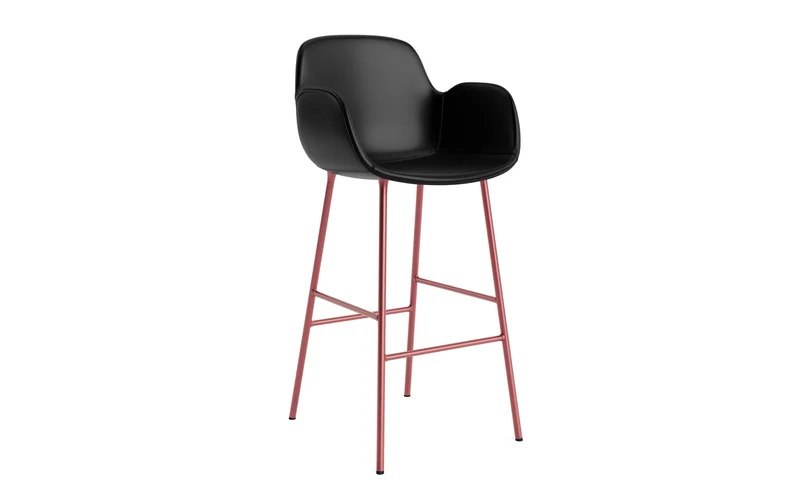 Form Barstuhl mit Armlehne 75 cm gepolstert Rot Stahl/Ultra leder
