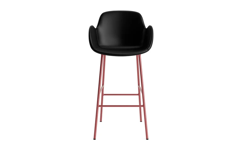 Form Barstuhl mit Armlehne 75 cm gepolstert Rot Stahl/Ultra leder