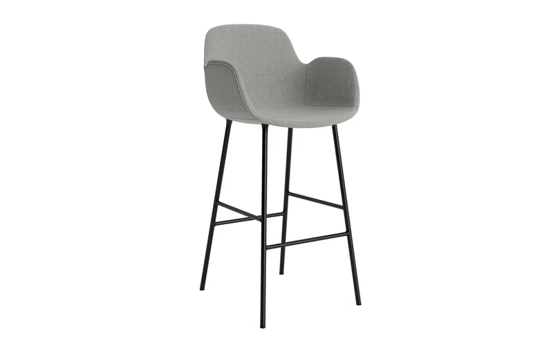 Form Barstuhl mit Armlehne 75 cm gepolstert schwarzes Stahl/Remix