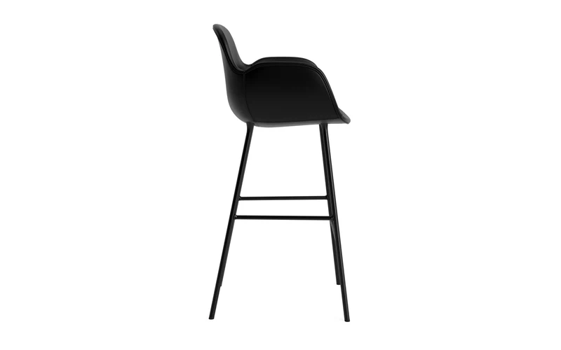 Form Barstuhl mit Armlehne 75 cm gepolstert schwarzes Stahl/Ultra leder