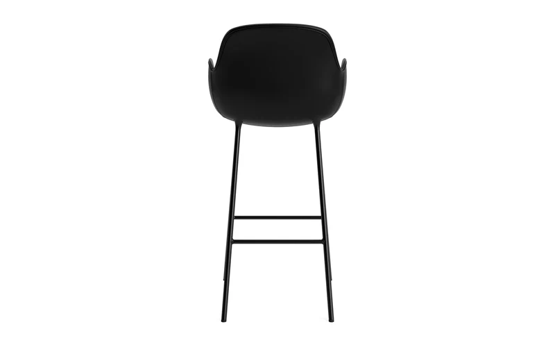 Form Barstuhl mit Armlehne 75 cm gepolstert schwarzes Stahl/Ultra leder