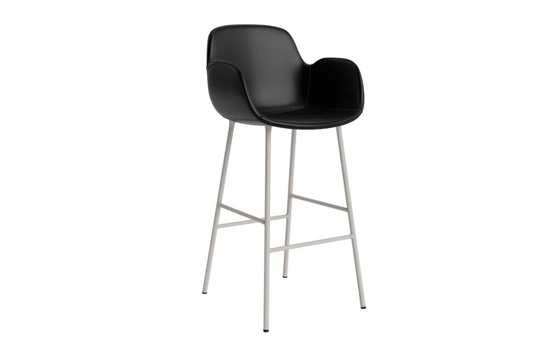 Form Barstuhl mit Armlehne 75 cm gepolstert Warmes grau Stahl/Ultra leder