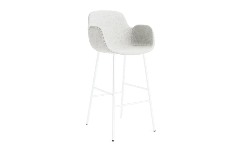 Form Barstuhl mit Armlehne 75 cm gepolstert Weiss Stahl Hallingdal