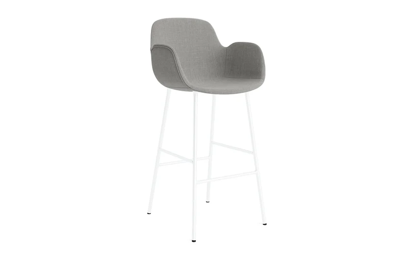 Form Barstuhl mit Armlehne 75 cm gepolstert Weiss Stahl/Remix