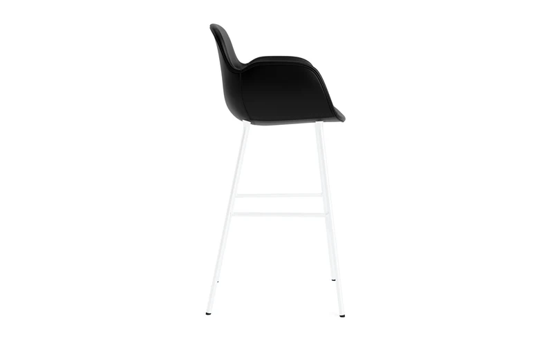 Form Barstuhl mit Armlehne 75 cm gepolstert Weiss Stahl/Ultra leder