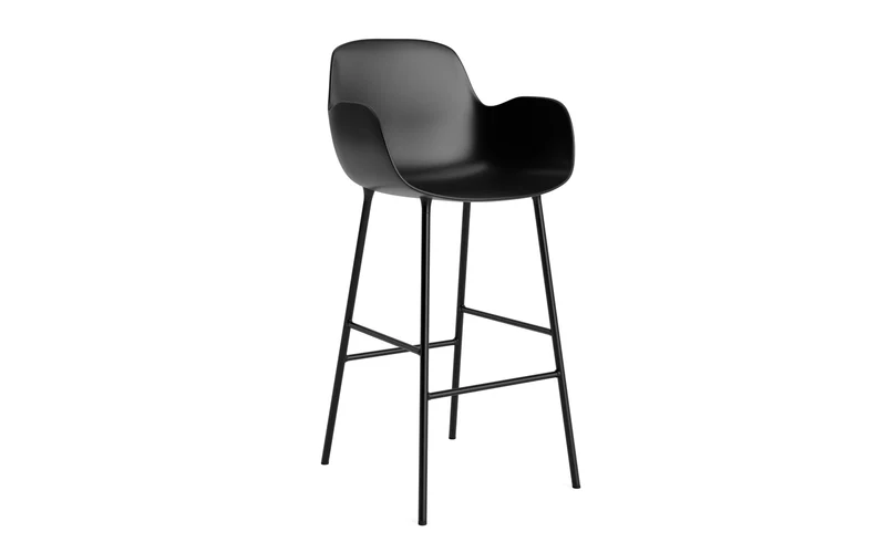Form Barstuhl mit Armlehne 75 cm Stahl/ Schwarz