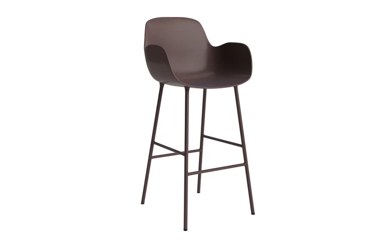 Form Barstuhl mit Armlehne 75 cm Stahl/Braun