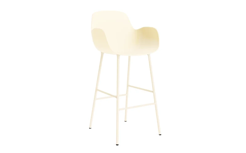 Form Barstuhl mit Armlehne 75 cm Stahl/Creme