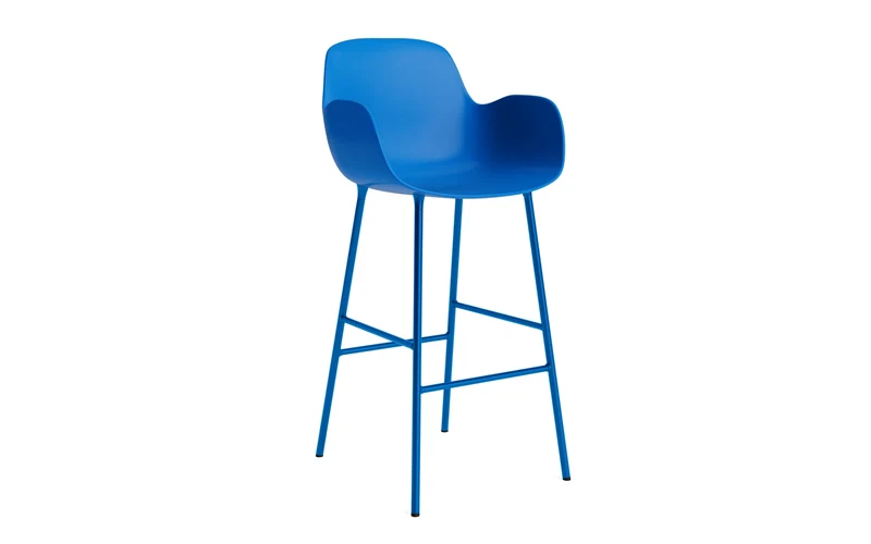 Form Barstuhl mit Armlehne 75 cm Stahl/Leuchtendes blau