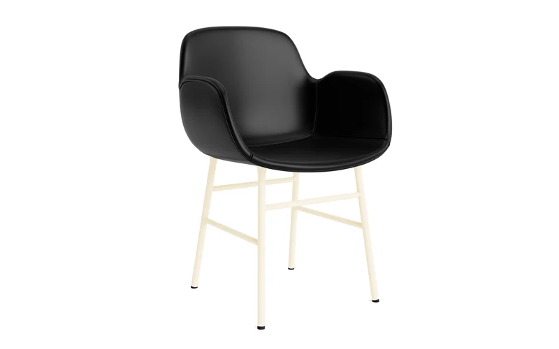 Form Lehnstuhl gepolstert Creme Stahl Ultra Leder