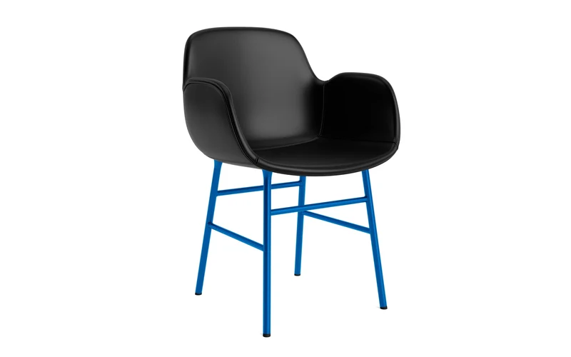 Form Lehnstuhl gepolstert Leuchtendes Blau Stahl Ultra Leder