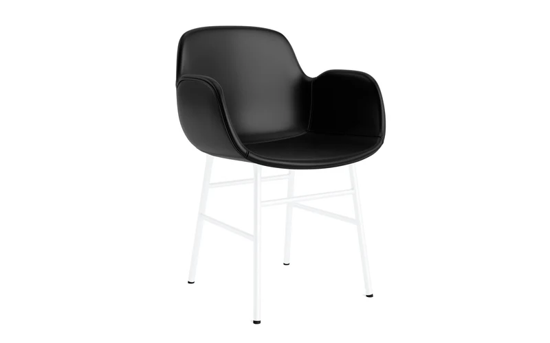 Form Lehnstuhl gepolstert Schwarz Stahl Ultra Leder