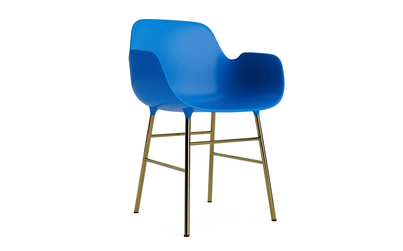 Form Lehnstuhl Messing Leuchtendes Blau