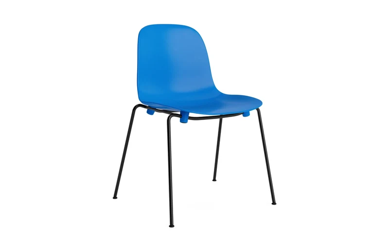 Form Stapelstuhl Schwartz Stahl Leuchtendes Blau