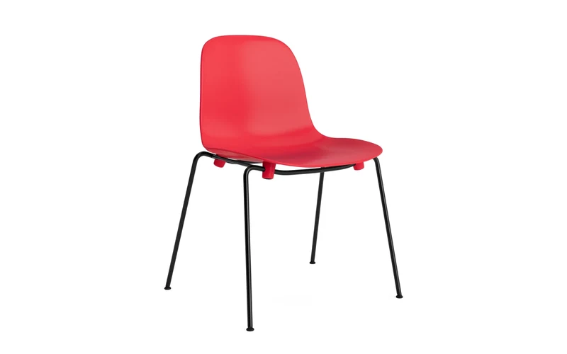 Form Stapelstuhl Schwartz Stahl Leuchtendes Rot
