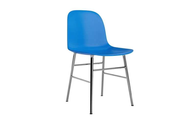 Form Stuhl Leuchtendes Leuchtendes Blau/Chrom