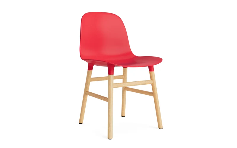 Form Stuhl Leuchtendes Rot/Eiche