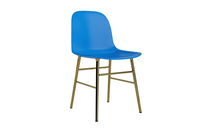 Form Stuhl Messing Leuchtendes Blau