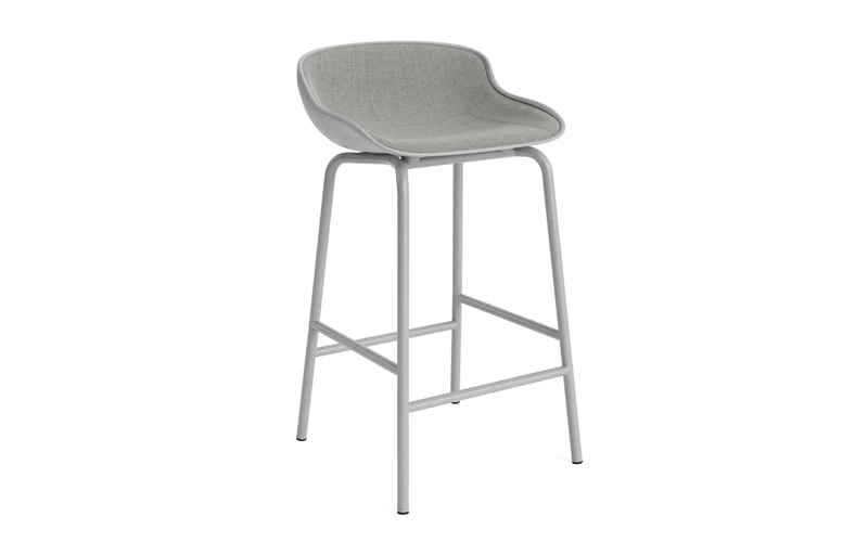 Hyg Barhocker 65 cm Frontpolster Grau Stahl Grau/Remix