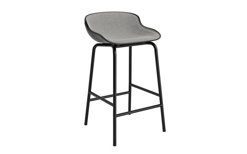 Hyg Barhocker 65 cm Frontpolster Schwartz Stahl Schwartz/Remix