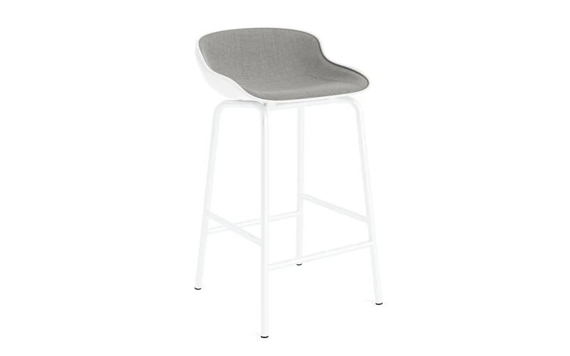 Hyg Barhocker 65 cm Frontpolster Weiss Stahl Weiss/Remix