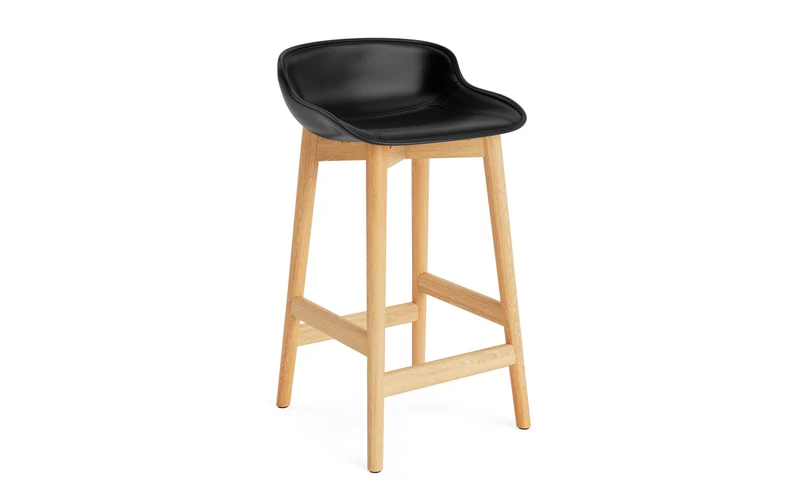 Hyg Barhocker 65 cm Polster Eiche Schwartz/Ultra Leder