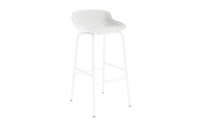 Hyg Barhocker 75 cm Frontpolster Weiss Stahl Weiss/Hallingdal