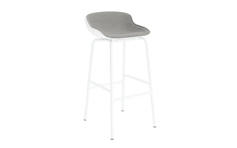 Hyg Barhocker 75 cm Frontpolster Weiss Stahl Weiss/Remix