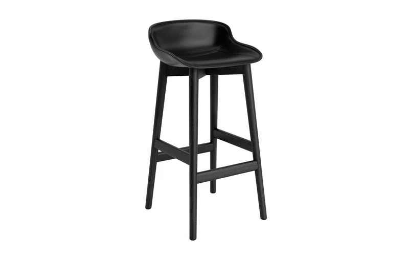 Hyg Barhocker 75 cm Polster Schwarze Eiche Schwarz/Ultra Leder
