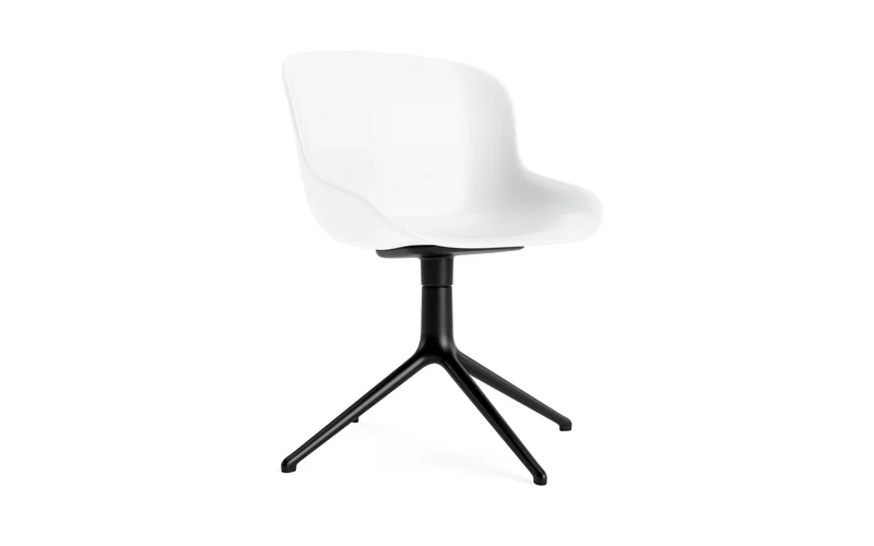 Hyg Drehstuhl Weiss/Schwartzes Aluminium