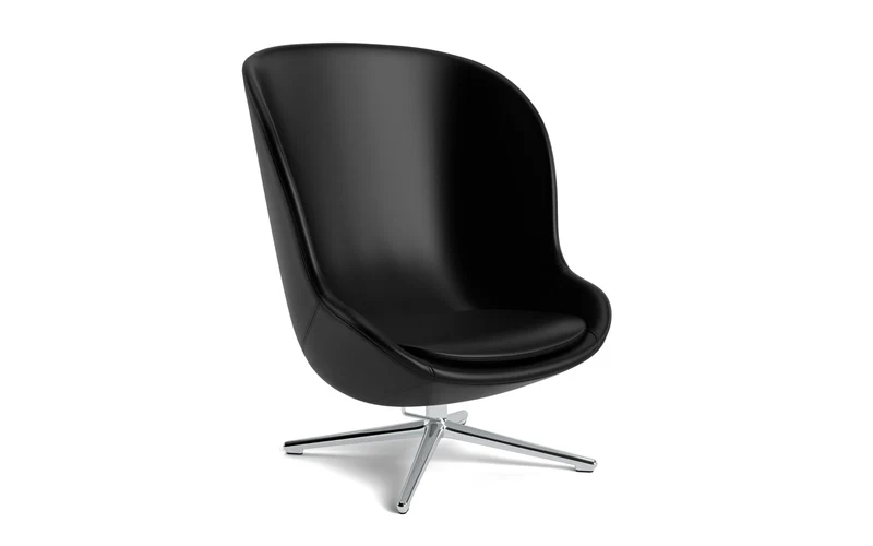 Hyg Lounge-Sessel Hoch mit Drehgestell und Kippfunktion, Aluminium, Ultra Leder