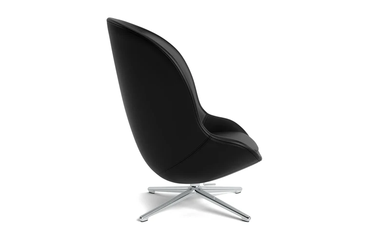 Hyg Lounge-Sessel Hoch mit Drehgestell und Kippfunktion, Aluminium, Ultra Leder
