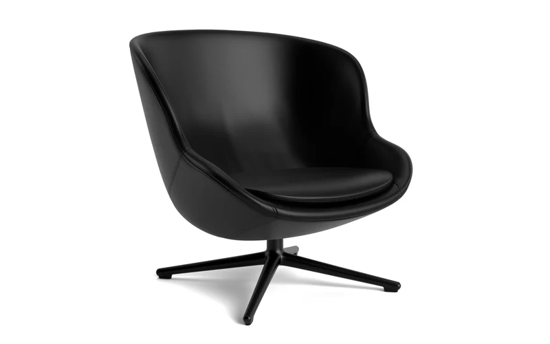 Hyg Lounge-Sessel mit Drehgestell schwarzes Aluminium Ultra Leder