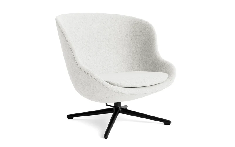 Hyg Lounge-Sessel Niedrig mit Drehgestell schwarzes Aluminium Tilt Hallingdal