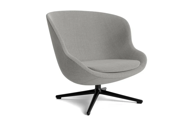 Hyg Lounge-Sessel niedrig mit Drehgestell, schwarzes Aluminium, Remix