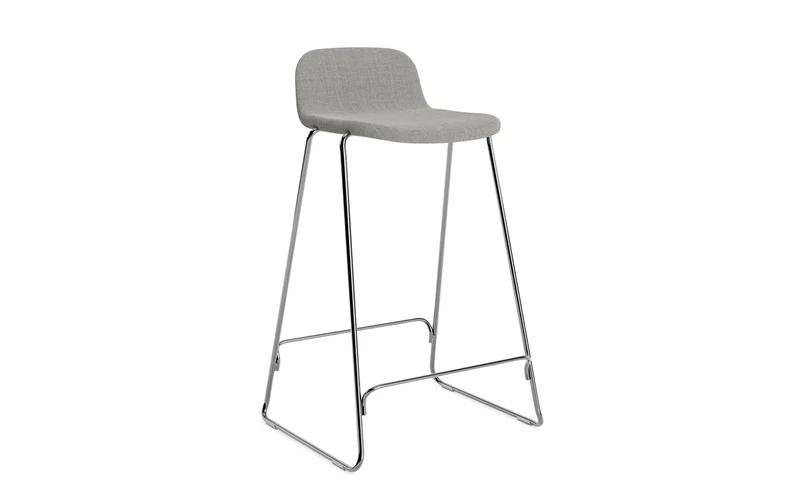 Just Barhocker 65 cm mit Lehne, gepolstert, Chrom/ Remix