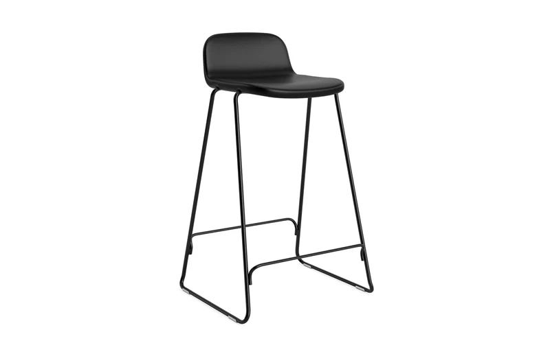 Just Barhocker 65 cm mit Lehne, gepolstert, schwarzer Stahl Ultra Leder