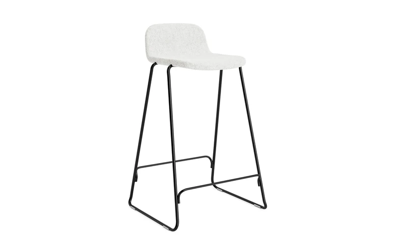 Just Barhocker 65 cm mit Lehne, gepolstert, schwarzer Stahl/ Hallingdal