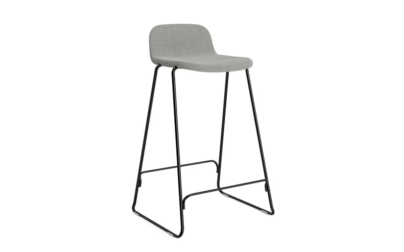 Just Barhocker 65 cm mit Lehne, gepolstert, schwarzer Stahl/ Remix