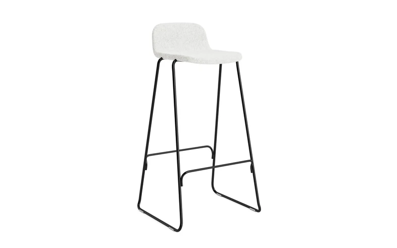 Just Barhocker 75 cm mit Lehne, gepolstert, schwarzer Stahl Hallingdal