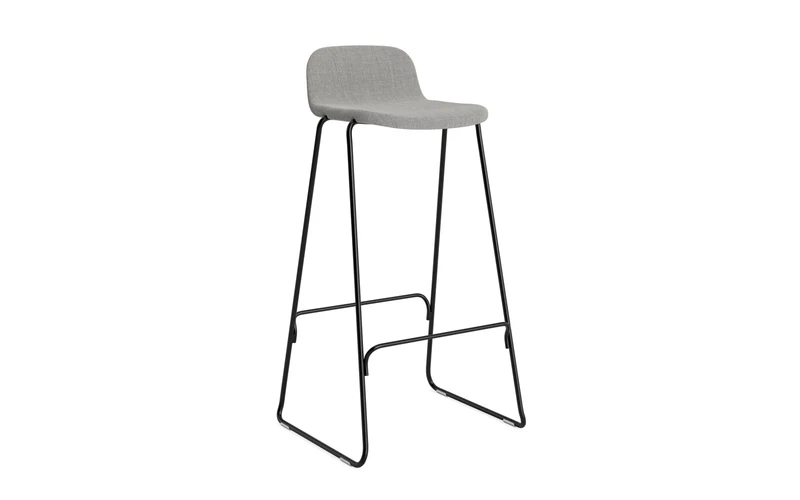 Just Barhocker 75 cm mit Lehne, gepolstert, schwarzer Stahl Remix