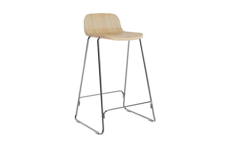 Just Barhocker mit Lehne 65 cm. Eiche/Chrom