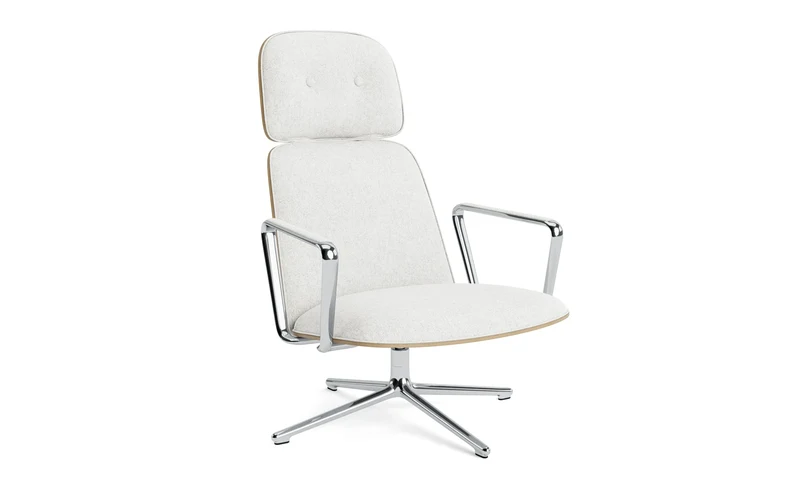 Pad Lounge-Sessel hoch mit Drehgestell Alu Eiche/Hallingdal