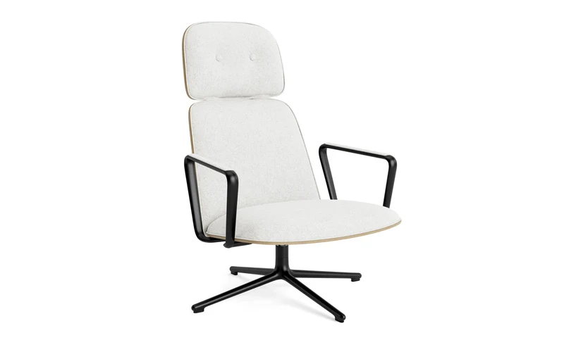 Pad Lounge-Sessel hoch mit Drehgestell Schwarz Alu Eiche/Hallingdal