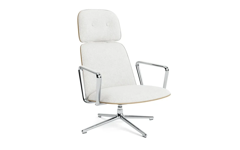 Pad Lounge-Sessel hoch mit Drehgestell und Kippfunktion alu und Eiche/Hallingdal