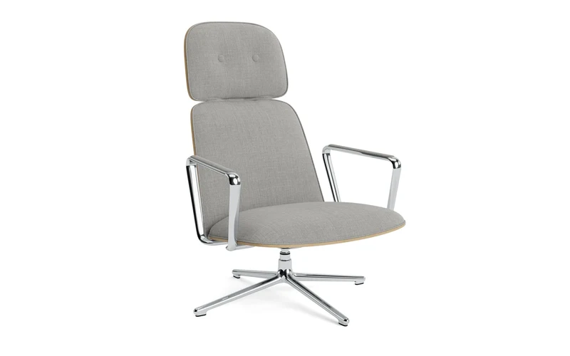 Pad Lounge-Sessel hoch mit Drehgestell und Kippfunktion alu und Eiche/Remix