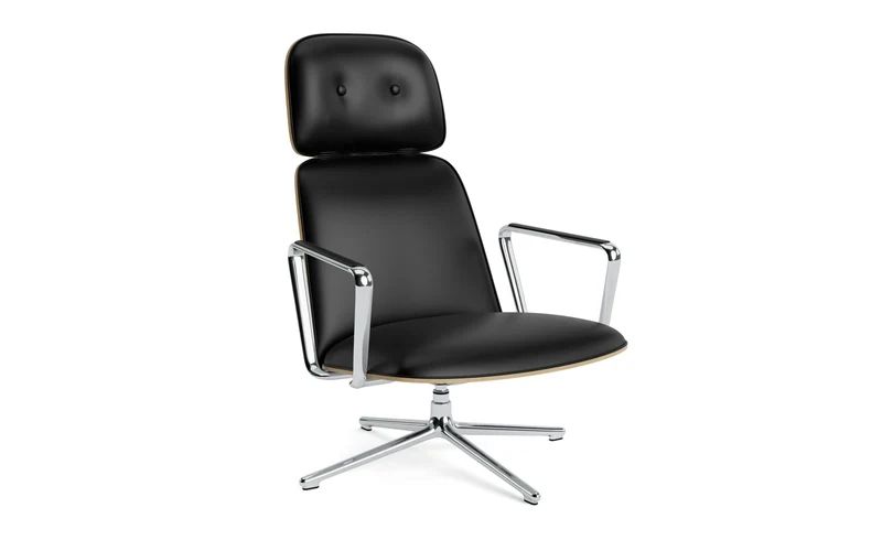 Pad Lounge-Sessel hoch mit Drehgestell und Kippfunktion alu und Eiche/Ultra